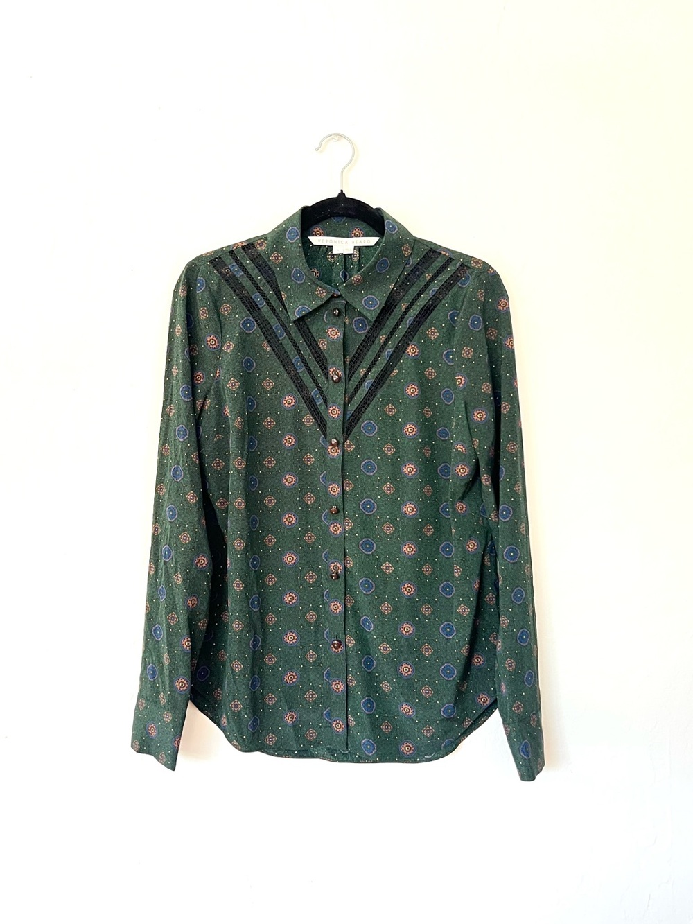 Veronica Beard Rowena Silk Blouse - Emerald Multi